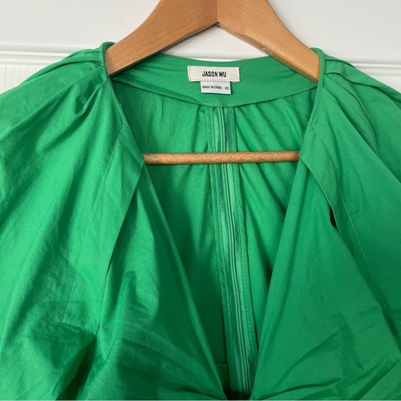JASON WU Green Cut Out Mini Dress Cotton Poplin Size XS - Picture 6 of 13